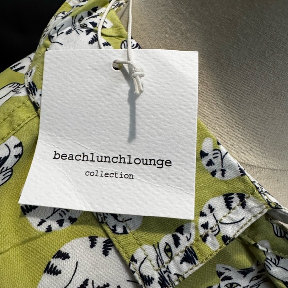 Adorable Lime Green Cat Pattern Button Up Blouse - Picture 7 of 10